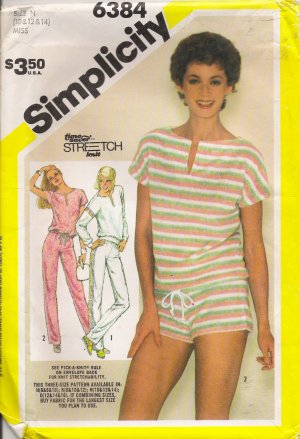 Misses' Pullover Top Pants Shorts Sewing Pattern Size 10-14 Simplicity 6384 UNCUT