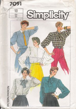Misses' Blouse Sewing Pattern Size 10 Simplicity 7091 UNCUT