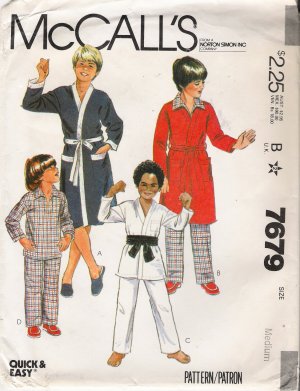Vintage Sewing Pattern Boys' & Teen Boys' Robe Jacket Pajamas Size 8-10 McCall's 7679 UNCUT
