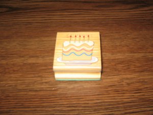 Birthday Cake Wood Mounted Rubber Stamp