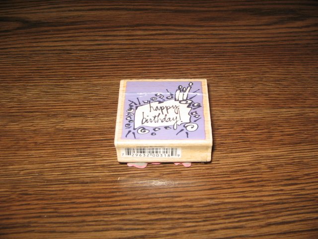 Happy Birthday Wood Mounted Rubber Stamp