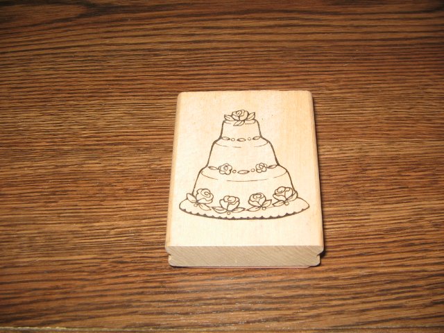Wedding Cake Wood Mounted Rubber Stamp