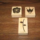 Flowers & Stem Wood Mounted Rubber Stamp Lot by Stampin Up