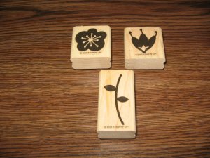 Flowers & Stem Wood Mounted Rubber Stamp Lot by Stampin Up