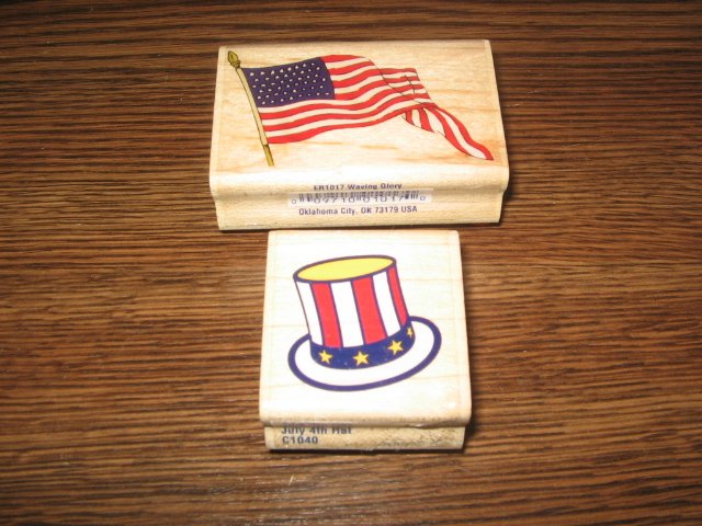4th Of July Wood Mounted Rubber Stamps Lot Of 2