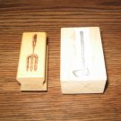 Garden Tools Wood Mounted Rubber Stamp Lot Of 2
