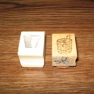 Garden Flower Pot & Bucket Wood Mounted Rubber Stamp Lot Of 2