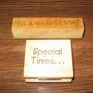 Special Times & Wonderful Time Wood Mounted Rubber Stamps Lot Of 2