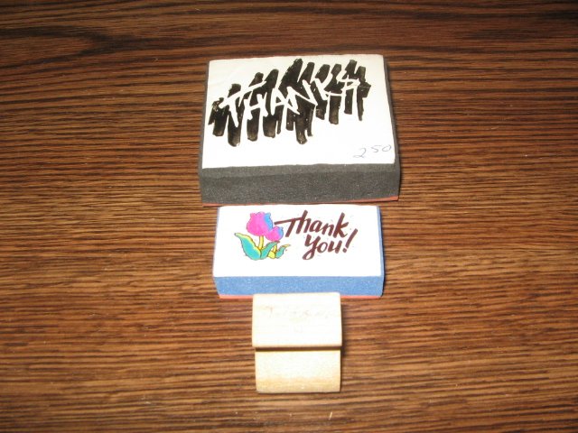 Thank You Wood & Foam Mounted Rubber Stamp Lot Of 3