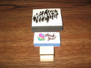 Thank You Wood & Foam Mounted Rubber Stamp Lot Of 3