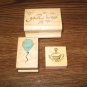 You're Invited, Balloon, Cupcake Wood Mounted Rubber Stamp Lot Of 3