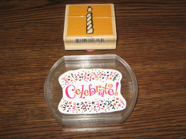 Birthday Candle & Celebrate Wood And Acrylic Mounted Rubber Stamp Lot Of 2