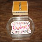 Birthday Candle & Celebrate Wood And Acrylic Mounted Rubber Stamp Lot Of 2