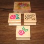 Rose Wood Mounted Rubber Stamp Lot Of 4