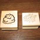 Shrubbery Wood Mounted Rubber Stamps Lot Of 2