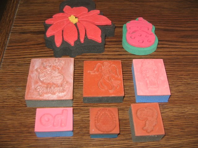 Christmas Foam Mounted Rubber Stamp Lot Of 8
