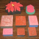 Christmas Foam Mounted Rubber Stamp Lot Of 8