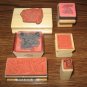 Christmas Wood Mounted Rubber Stamp Lot Of 6