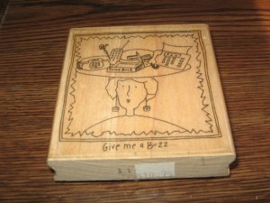 Give Me A Buzz Lady Wood Mounted Rubber Stamp by Effie Glitzfinger