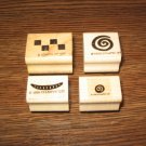 Collage Elements Wood Mounted Rubber Stamp Lot Of 4 by Stampin Up