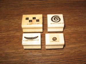 Collage Elements Wood Mounted Rubber Stamp Lot Of 4 by Stampin Up