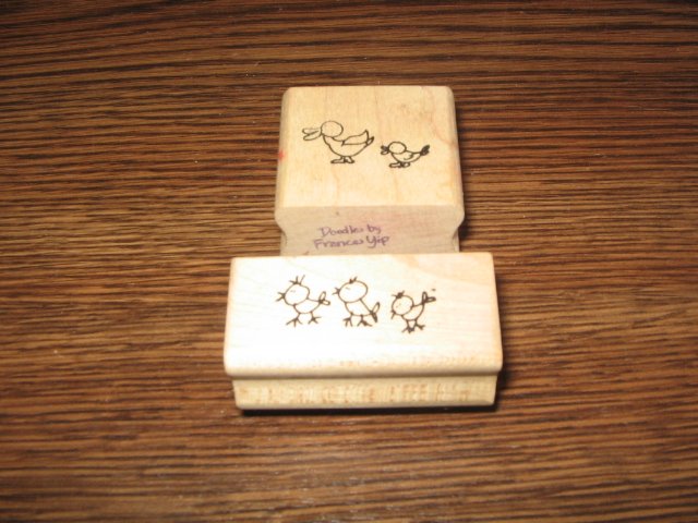 Ducks & Chicks Wood Mounted Rubber Stamp Lot Of 2 by Stampourri