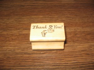 Thank You Hand With Rose Wood Mounted Rubber Stamp by All Night Media
