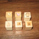 Animal Wood Mounted Rubber Stamps Lot Of 6