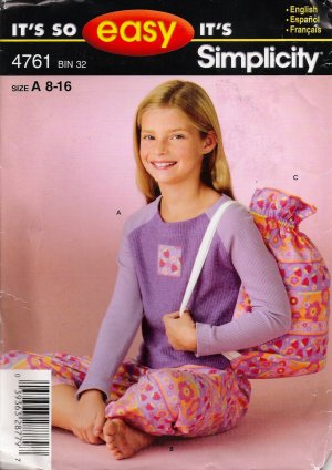 Girls' Pajamas Sewing Pattern Size 8-16 Simplicity 4761 UNCUT