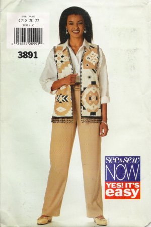 Misses' Vest & Pants Sewing Pattern Size 18-22 Butterick See & Sew 3891 UNCUT