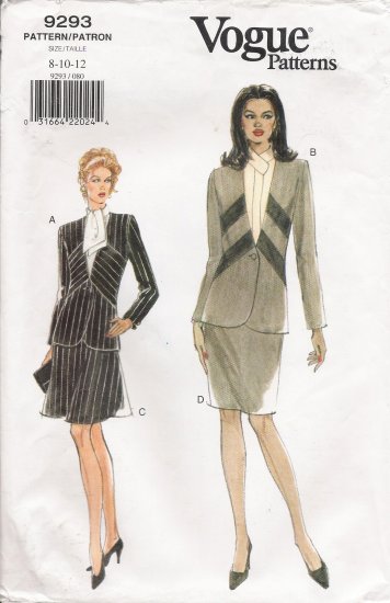 Misses' Jacket & Skirt Sewing Pattern Size 8-12 Vogue 9293 UNCUT