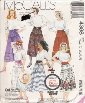 Misses' Skirt & Sash Sewing Pattern Size 10-14 McCall's 4368 UNCUT
