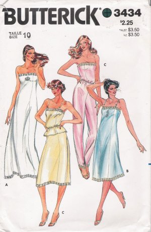 Vintage Sewing Pattern Misses' Lingerie Size 10 Butterick 3434 UNCUT
