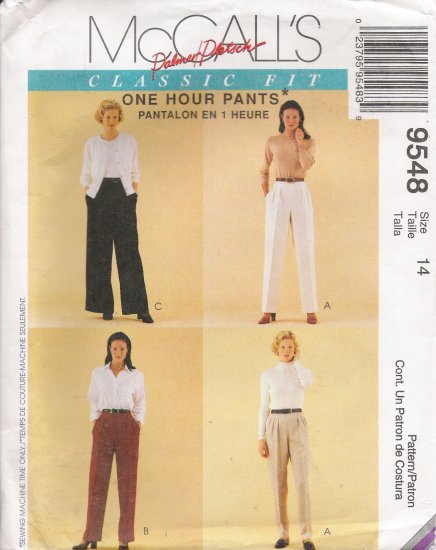 Misses' Pull-On Pants Sewing Pattern Size 14 McCall's 9548 UNCUT