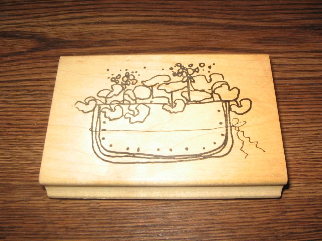 Geranium Flower Pocket Wood Mounted Rubber Stamp