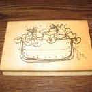 Geranium Flower Pocket Wood Mounted Rubber Stamp