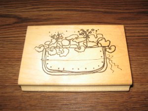 Geranium Flower Pocket Wood Mounted Rubber Stamp