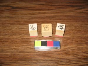 Cat Wood Mounted Rubber Stamp Lot Of 3