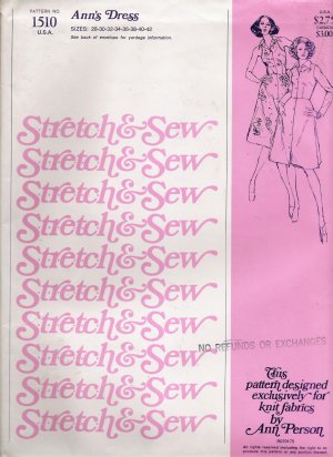 Vintage Sewing Pattern Ann's Dress Sizes 28-42 Stretch & Sew 1510 UNCUT