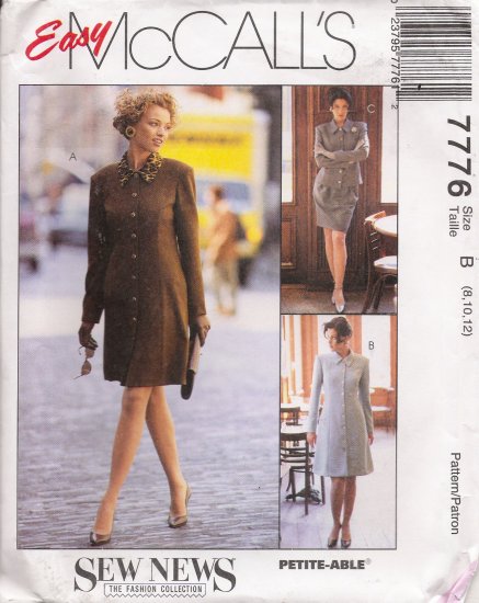 Misses' Dress Jacket Skirt Sewing Pattern Size 8-12 McCall's 7776 UNCUT