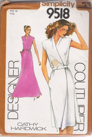 Vintage Sewing Pattern Misses' Mock-Wrap Dress Size 10 Simplicity 9518 UNCUT