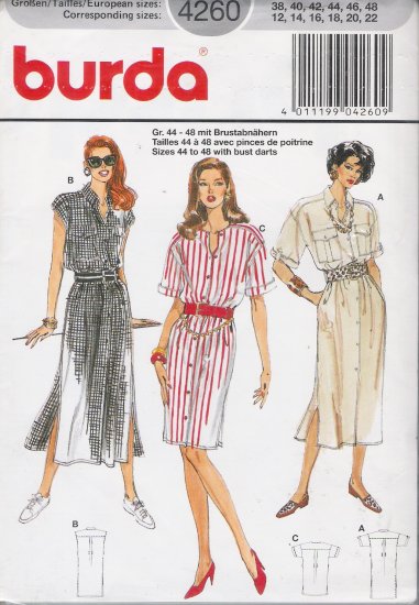 Misses' Dress Sewing Pattern Size 12-22 Burda 4260 UNCUT