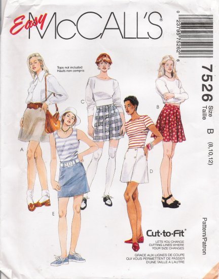 Misses' Skirts Sewing Pattern Size 8-12 McCall's 7526 UNCUT