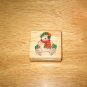 Winter Bear With Ice Skates Wood Mounted Rubber Stamp by Comotion