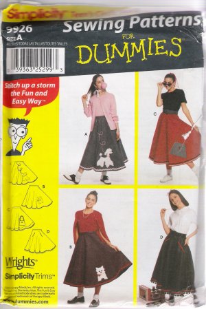 Teens' Circle Skirt & Appliqu&Atilde;&copy;s Sewing Pattern Waist Size 23-37 Simplicity 9926 UNCUT