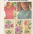 Vintage Floral Embroidery Transfers Pattern Simplicity 6439 CUT