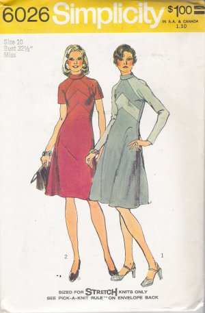 Vintage Sewing Pattern Misses' Dress Size 10 Simplicity 6026 UNCUT