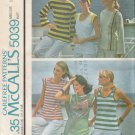 Vintage Sewing Pattern Misses' Set Of Tops Size 10-12 McCall's 5039 UNCUT