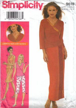 Misses' Wrap Top Skirt Pants Sewing Pattern Size 14-20 Simplicity 9619 UNCUT