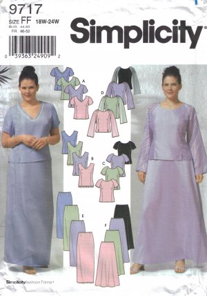 Women's Evening Tops & Skirts Sewing Pattern Size 18-24 Simplicity 9717 UNCUT
